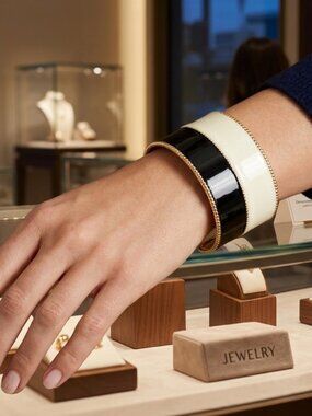 Bijou  black and white open cuff bracelet